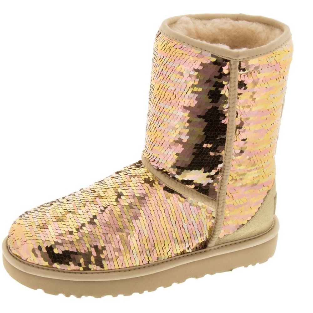UGG Australia Classic Short Sequin Rose Gold Boots